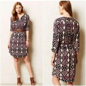 Anthropologie Holding Horses Western Boho Print Button Front Dress Size 4